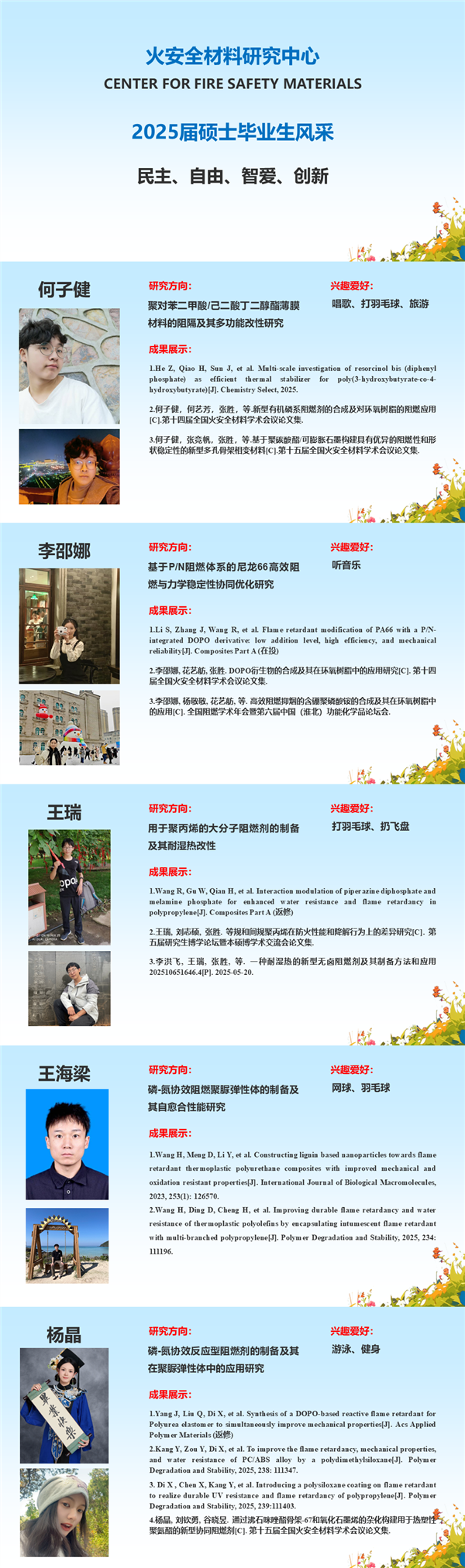 火安全材料研究中心2025屆碩士畢業